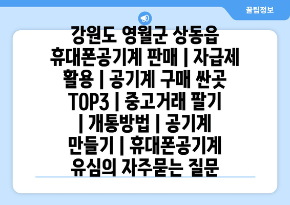 강원도 영월군 상동읍 휴대폰공기계 판매 | 자급제 활용 | 공기계 구매 싼곳 TOP3 | 중고거래 팔기 | 개통방법 | 공기계 만들기 | 휴대폰공기계 유심