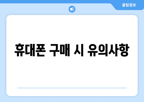 휴대폰 구매 시 유의사항