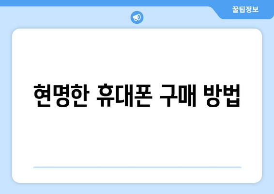 현명한 휴대폰 구매 방법