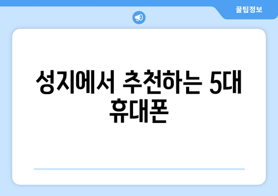 성지에서 추천하는 5대 휴대폰