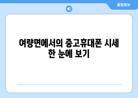 여량면에서의 중고휴대폰 시세 한 눈에 보기