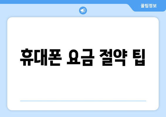 휴대폰 요금 절약 팁