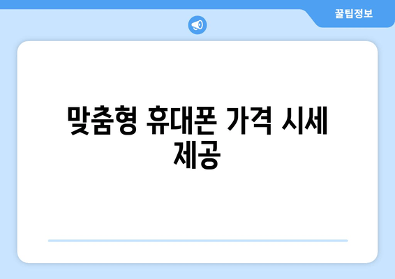 맞춤형 휴대폰 가격 시세 제공