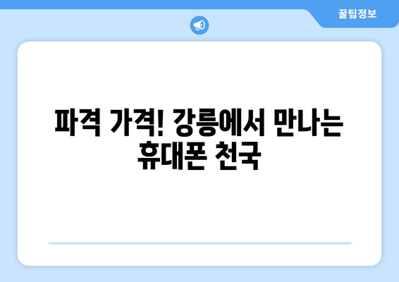 파격 가격! 강릉에서 만나는 휴대폰 천국