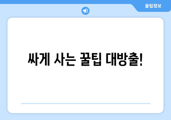 싸게 사는 꿀팁 대방출!