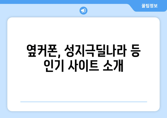 옆커폰, 성지극딜나라 등 인기 사이트 소개