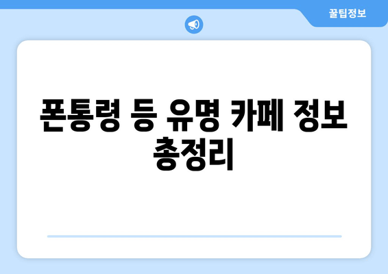 폰통령 등 유명 카페 정보 총정리