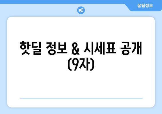 핫딜 정보 & 시세표 공개 (9자)