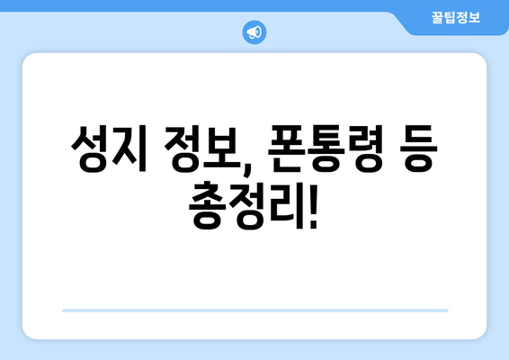 성지 정보, 폰통령 등 총정리!