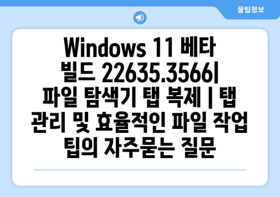 Windows 11 베타 빌드 22635.3566| 파일 탐색기 탭 복제 | 탭 관리 및 효율적인 파일 작업 팁