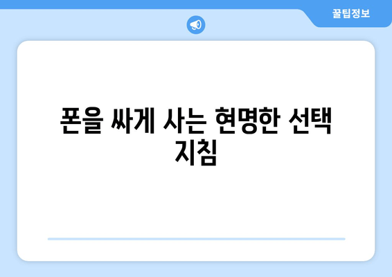 폰을 싸게 사는 현명한 선택 지침