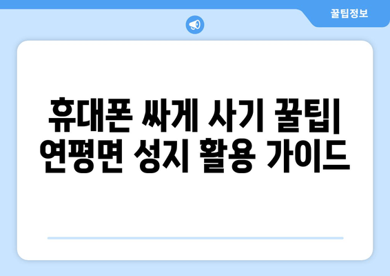 휴대폰 싸게 사기 꿀팁| 연평면 성지 활용 가이드