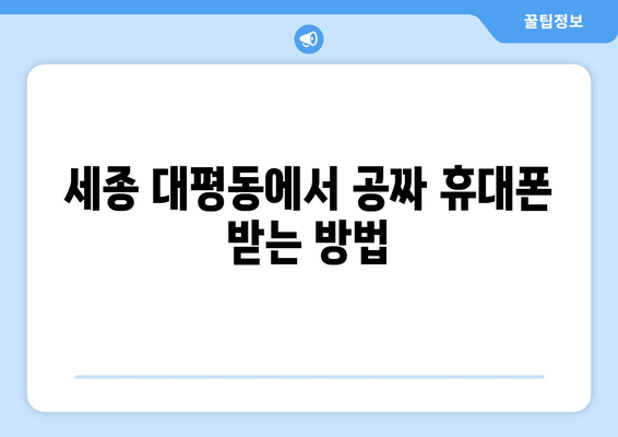 세종 대평동에서 공짜 휴대폰 받는 방법