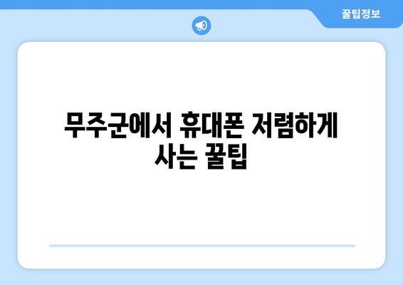 무주군에서 휴대폰 저렴하게 사는 꿀팁