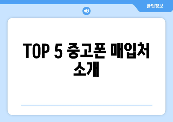 TOP 5 중고폰 매입처 소개