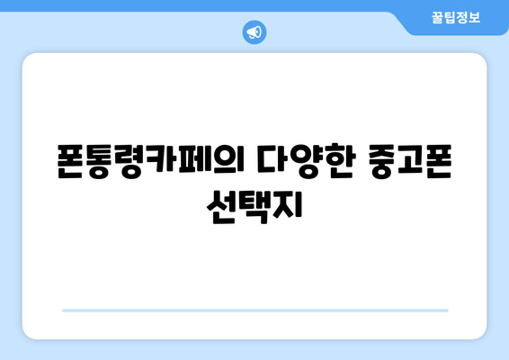 폰통령카페의 다양한 중고폰 선택지