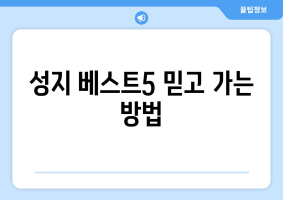 성지 베스트5 믿고 가는 방법