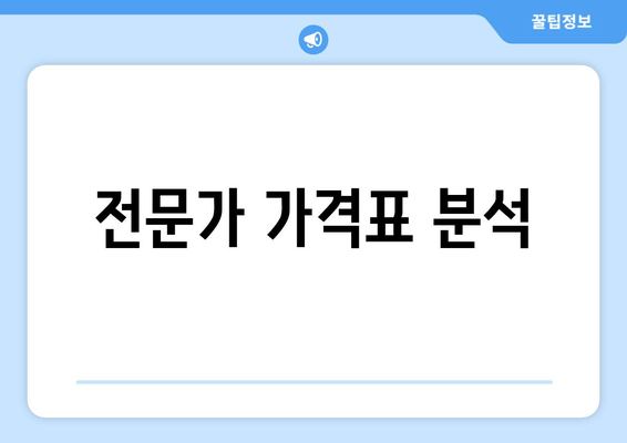 전문가 가격표 분석