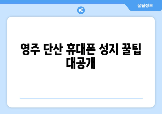 영주 단산 휴대폰 성지 꿀팁 대공개