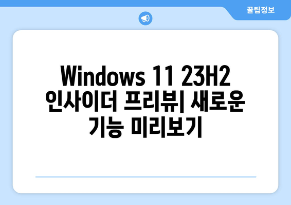 Windows 11 23H2 업데이트 인사이더 프리뷰| 베타 버전에서 기대되는 주요 기능 | 새로운 기능, 향상된 성능, 사용자 경험