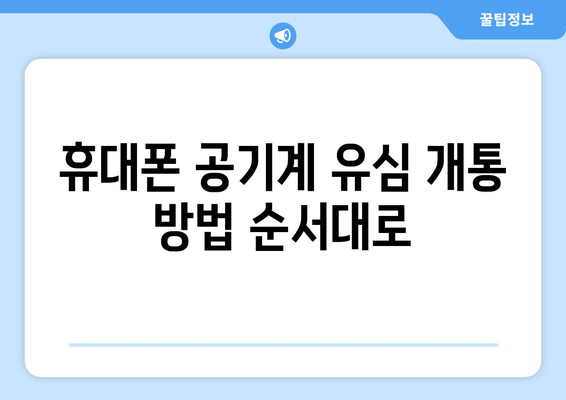 휴대폰 공기계 유심 개통 방법 순서대로