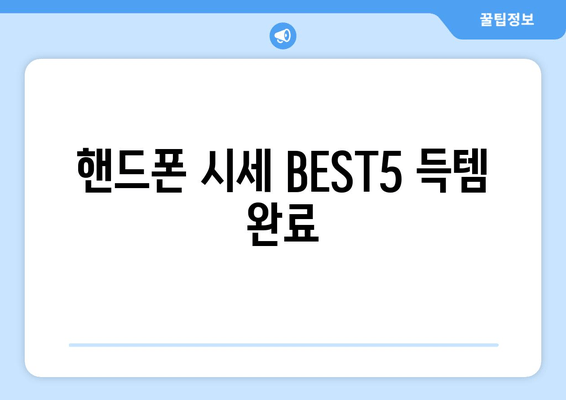 핸드폰 시세 BEST5 득템 완료