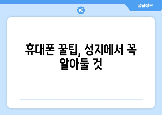 휴대폰 꿀팁, 성지에서 꼭 알아둘 것