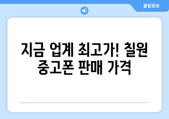 지금 업계 최고가! 칠원 중고폰 판매 가격