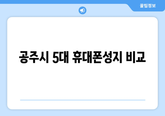 공주시 5대 휴대폰성지 비교