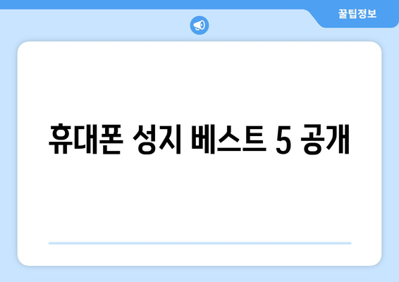 휴대폰 성지 베스트 5 공개