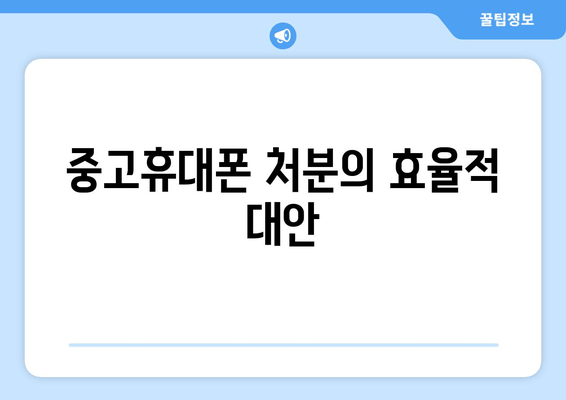 중고휴대폰 처분의 효율적 대안