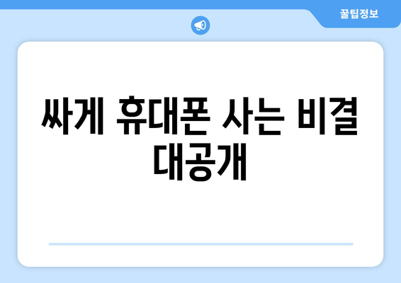 싸게 휴대폰 사는 비결 대공개