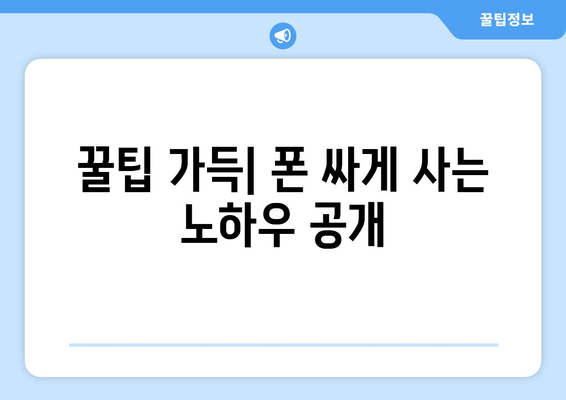 꿀팁 가득| 폰 싸게 사는 노하우 공개