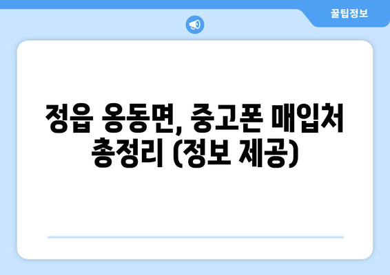 정읍 옹동면, 중고폰 매입처 총정리 (정보 제공)