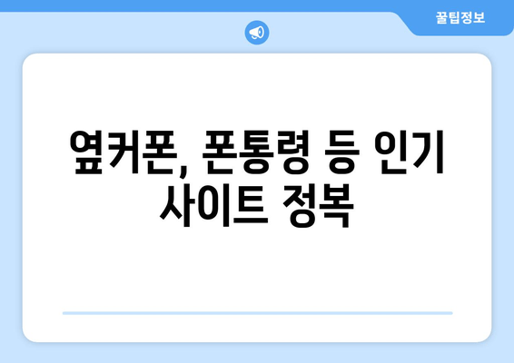 옆커폰, 폰통령 등 인기 사이트 정복