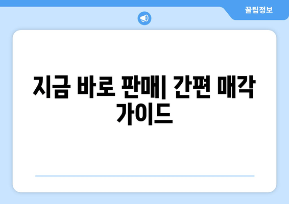 지금 바로 판매| 간편 매각 가이드