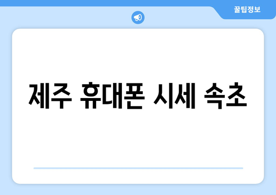 제주 휴대폰 시세 속초