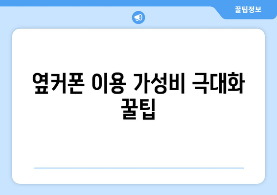 옆커폰 이용 가성비 극대화 꿀팁