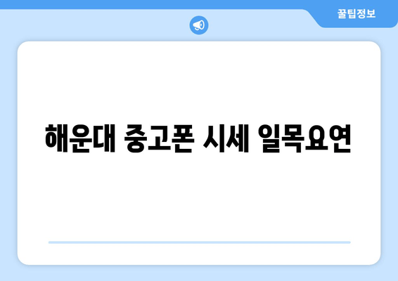 해운대 중고폰 시세 일목요연