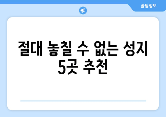 절대 놓칠 수 없는 성지 5곳 추천