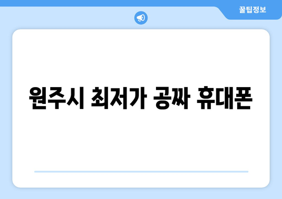 원주시 최저가 공짜 휴대폰