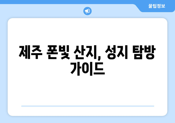 제주 폰빛 산지, 성지 탐방 가이드