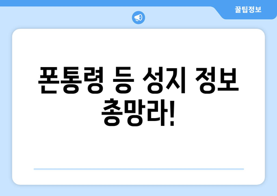 폰통령 등 성지 정보 총망라!