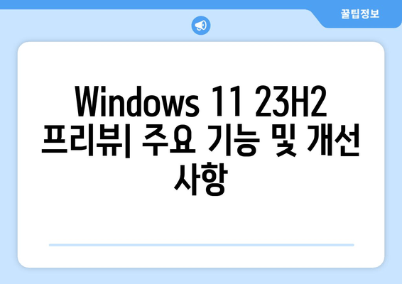 Windows 11 23H2 프리뷰 설치| 디자인 혁신과 새로운 기능 살펴보기 | 설치 가이드, 변화, 기능