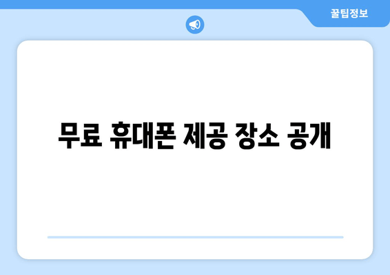 무료 휴대폰 제공 장소 공개