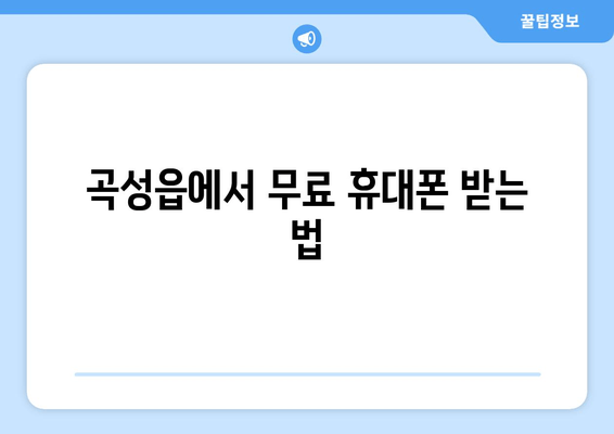 곡성읍에서 무료 휴대폰 받는 법