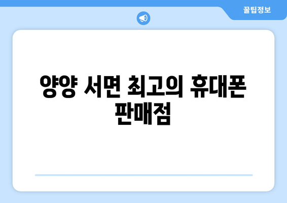 양양 서면 최고의 휴대폰 판매점