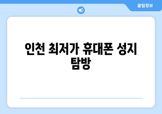 인천 최저가 휴대폰 성지 탐방