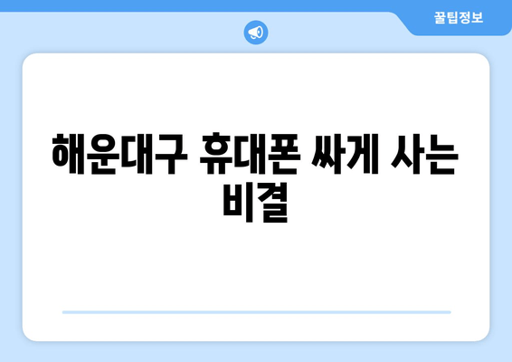 해운대구 휴대폰 싸게 사는 비결