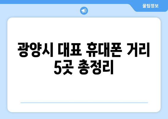 광양시 대표 휴대폰 거리 5곳 총정리